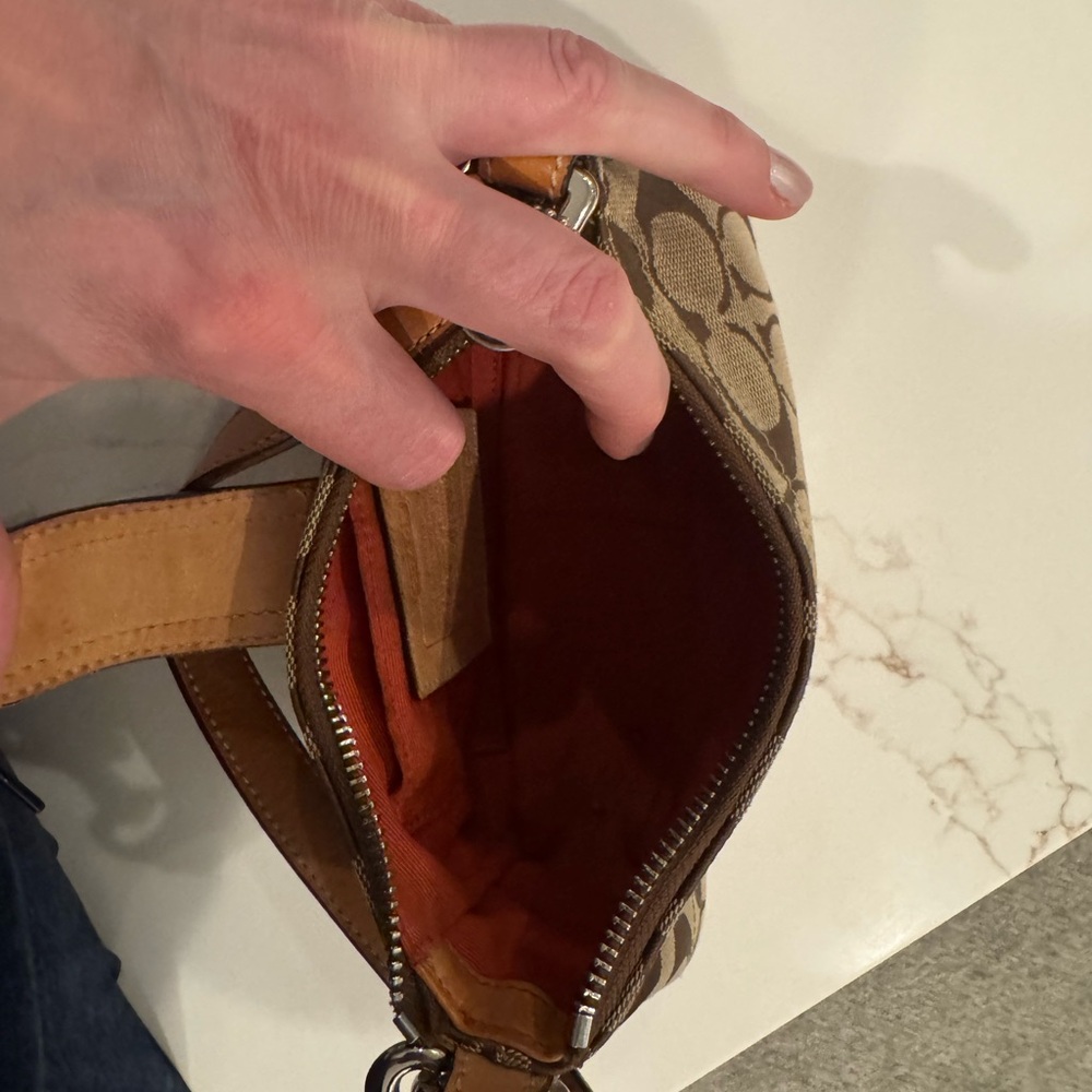 Coach Signature Canvas Mini Shoulder Bag in Brown and Tan - Picture 8 of 10